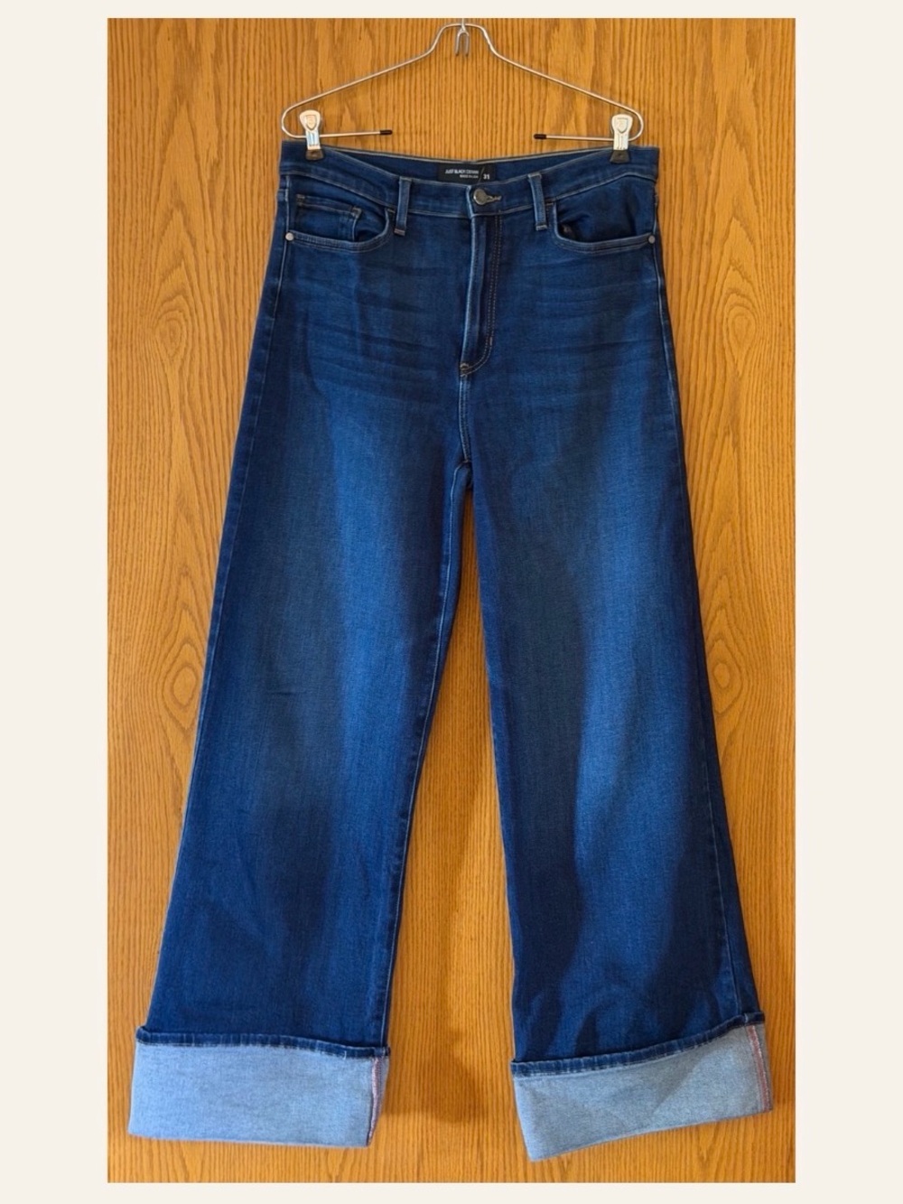 Just Black Dark Blue Wide-Leg Jeans with Rolled Cuffs